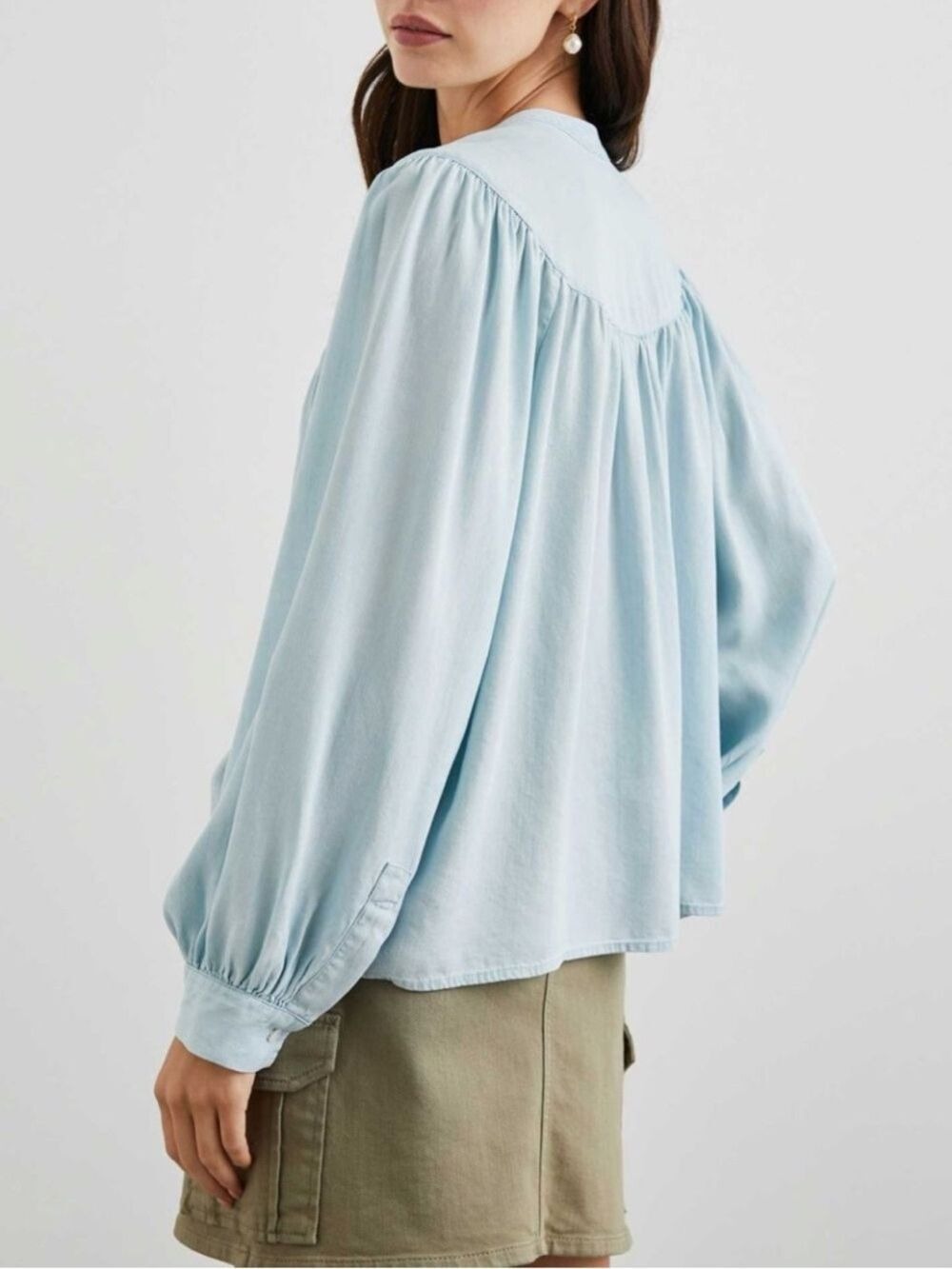 Rails Fable Split Neck Chambray Top | XS | New Blue